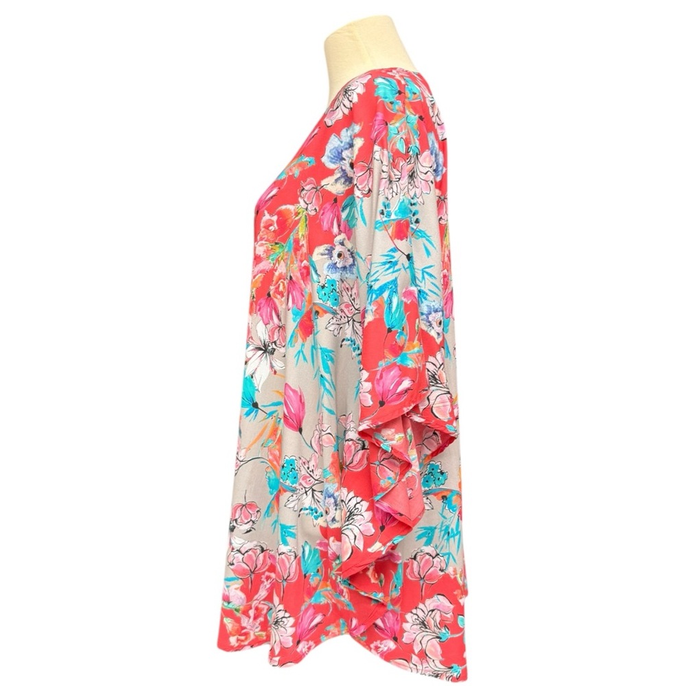 Tolani Collection Floral Boho Tunic Kimono Top LP Pink Blue Modal - Picture 3 of 12